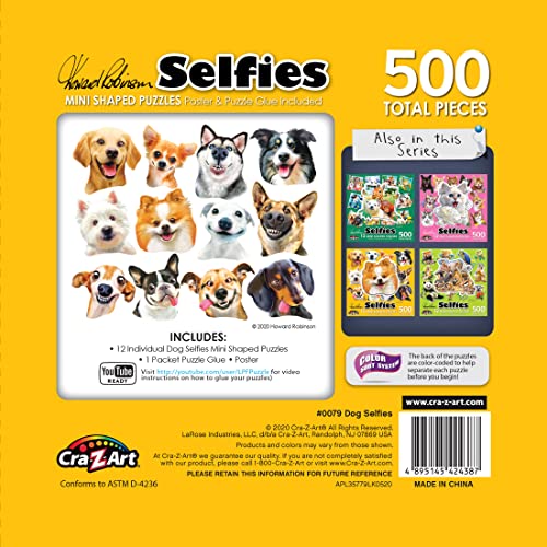 RoseArt - Mini-Shaped - Dog Selfies - 500 Piece Jigsaw Puzzle for Adults