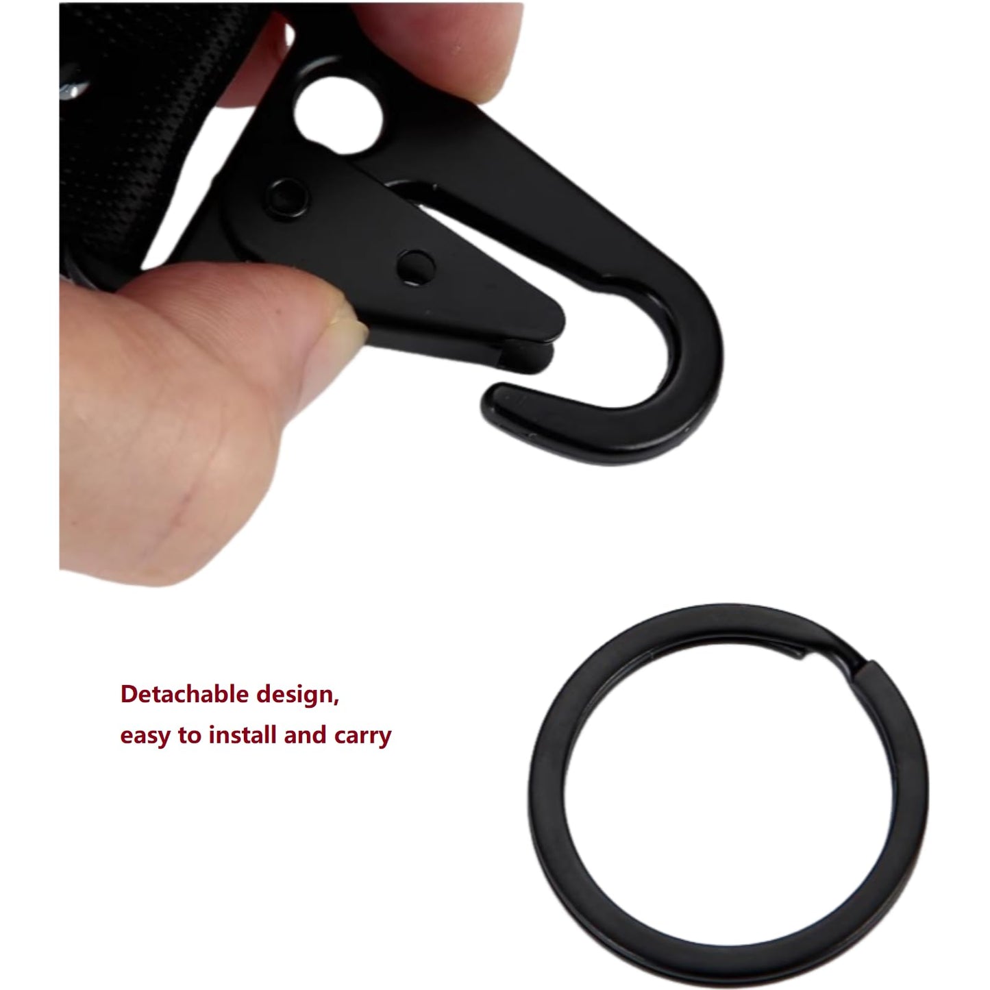 AUSZUOI 2 Pcs Fabric Keychain, Black and Red Motorcycle Keychain, Heavy Duty Key Chain for Bike, Car