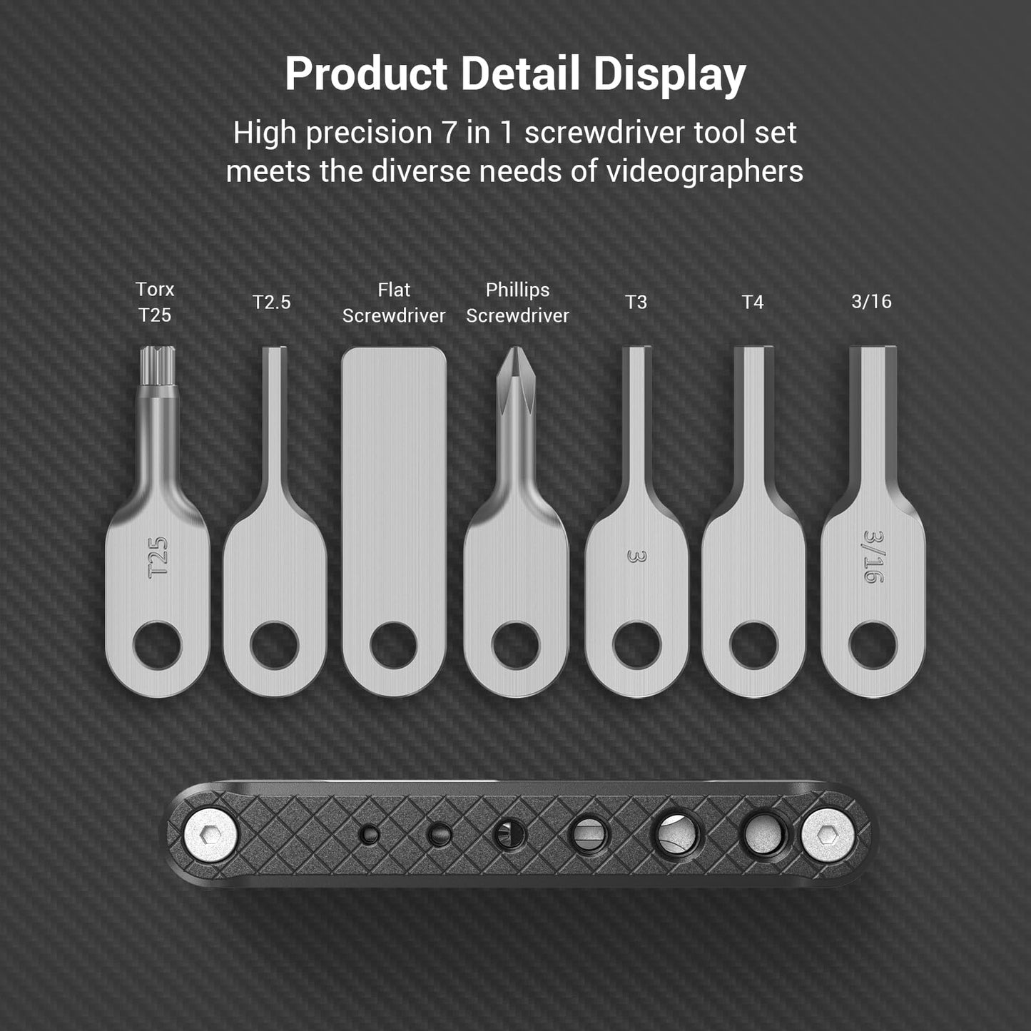 SMALLRIG Folding Tool Set with Screwdrivers and Hex Key Wrenches, Seven Functional Tools Included (Black) - 4681