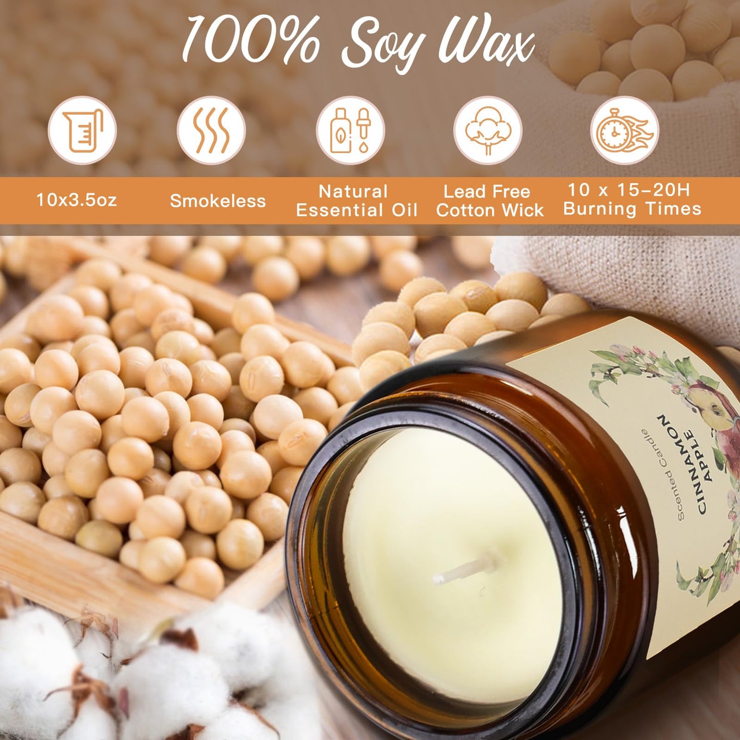 YINUO LIGHT 10 Pack Candles for Home Scented Aromatherapy Candles Gifts Set for Women, Natural Soy Wax Amber Candles Set, Birthday, Mother's Day, Christmas, Anniversary Present