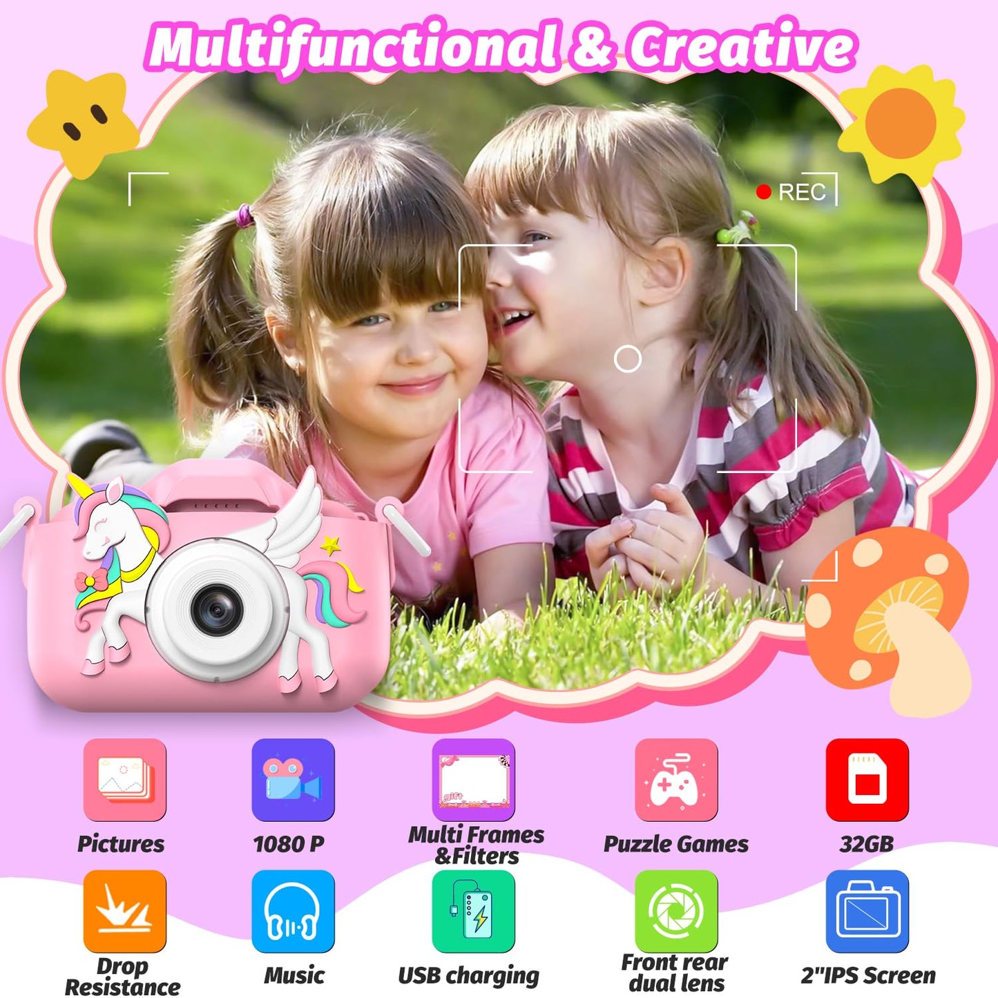 Masterbee Children's Camera Toys for Girls & Boys, 3-12 Years - 1080P HD Video Kids Digital Camera - Perfect for Christmas & Birthday Gifts
