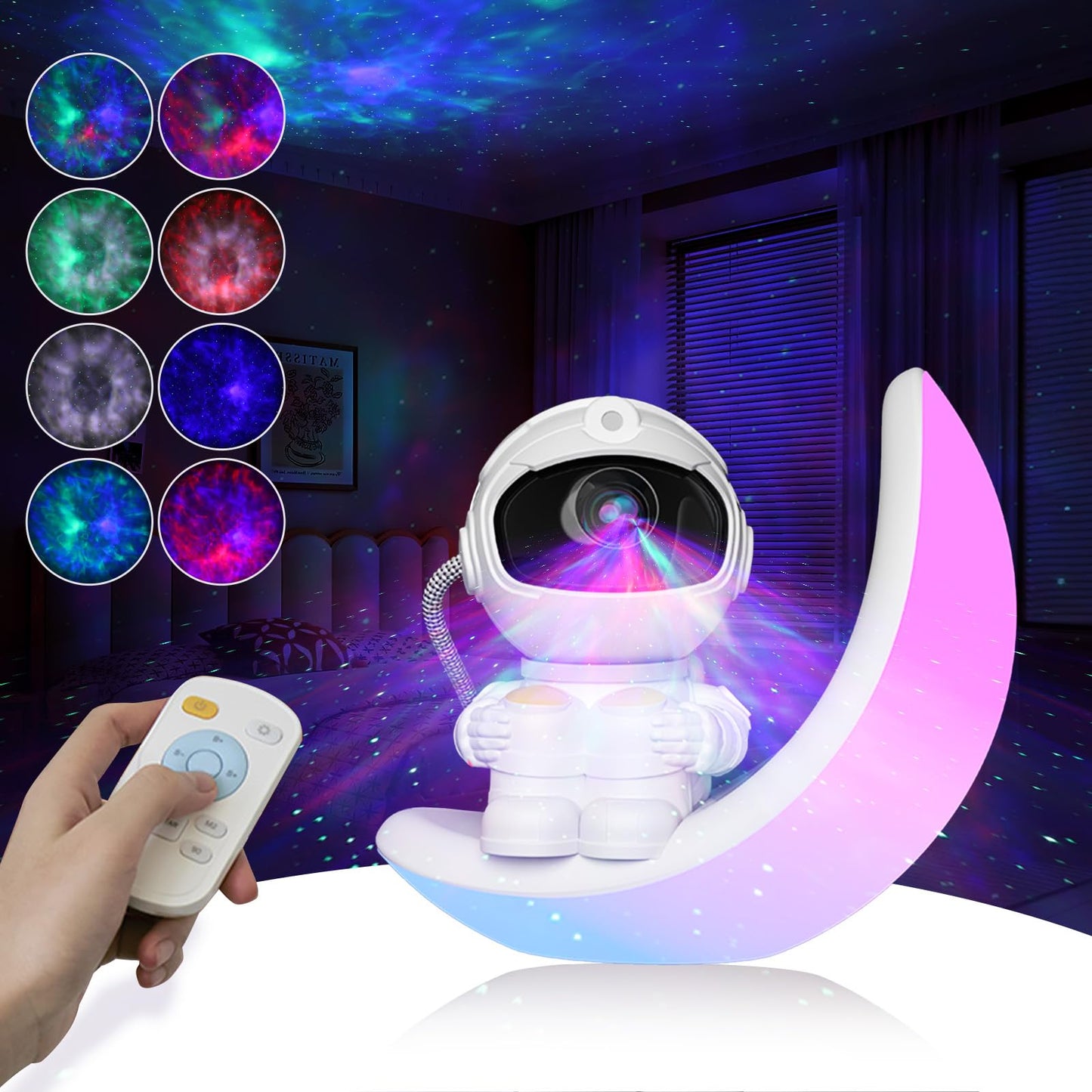 Moon lamp Star Projector Galaxy Night Light,Astronaut Starry Nebula Ceiling LED Lamp with Timer and Remote, Gift for Kids Adults for Bedroom, Christmas, Birthdays