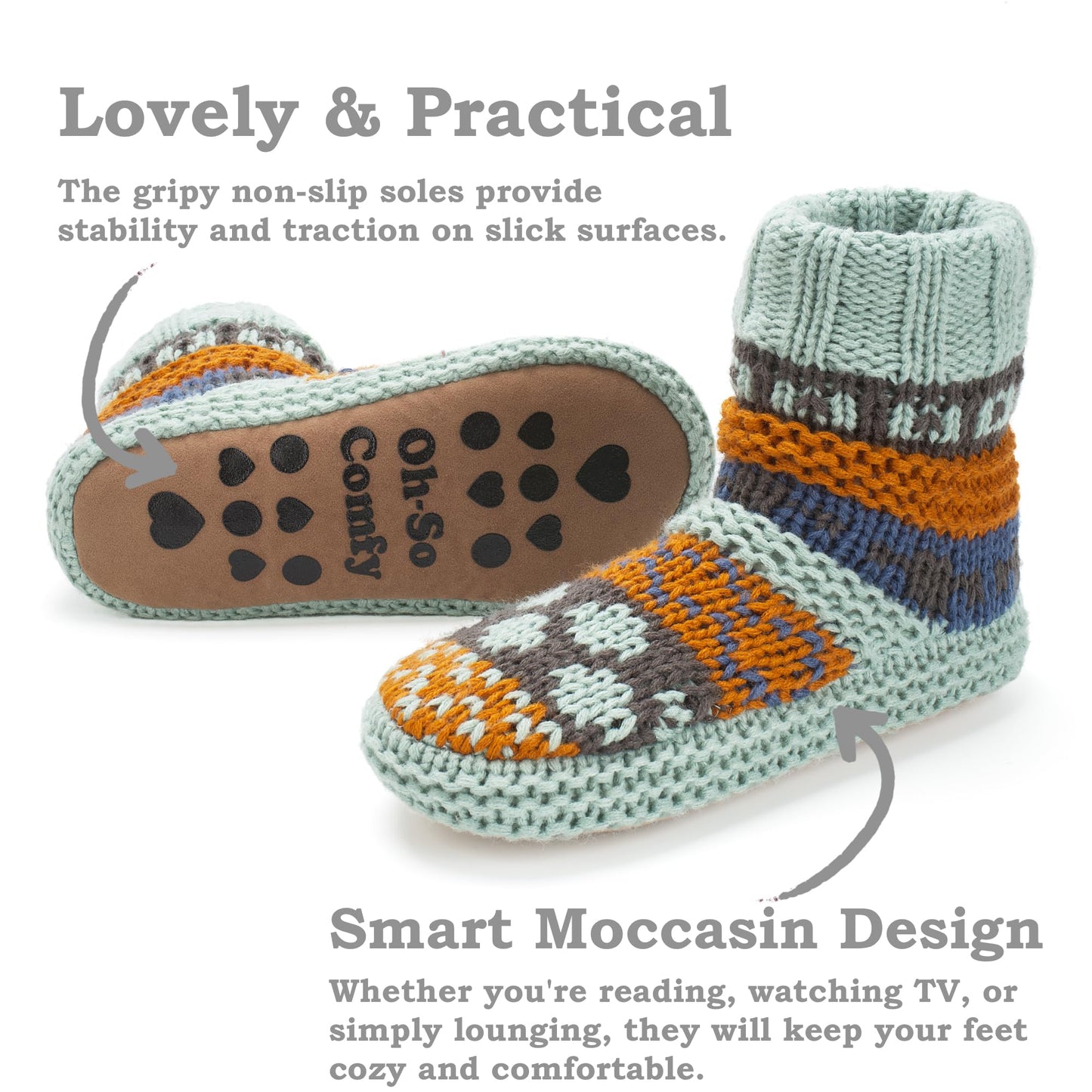 The Metluks Warm Slipper Socks for Women, Winter Fuzzy House Shoes Indoor, Cozy Christmas Gifts for Mom Grandma Unique Adult Size 9-11 Teal