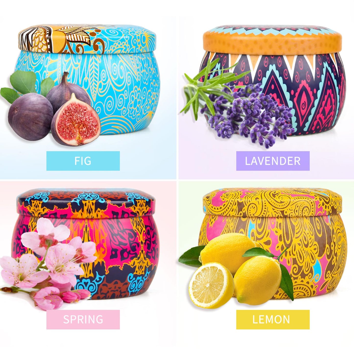 Scented Candles Gifts Set for Women, Aromatherapy Candles for Home Scented, Upgraded Large Tin of Soy Candle Lavender Candle Birthday Gifts for Women Mom Bath Spa Meditation Valentine Gifts Candles