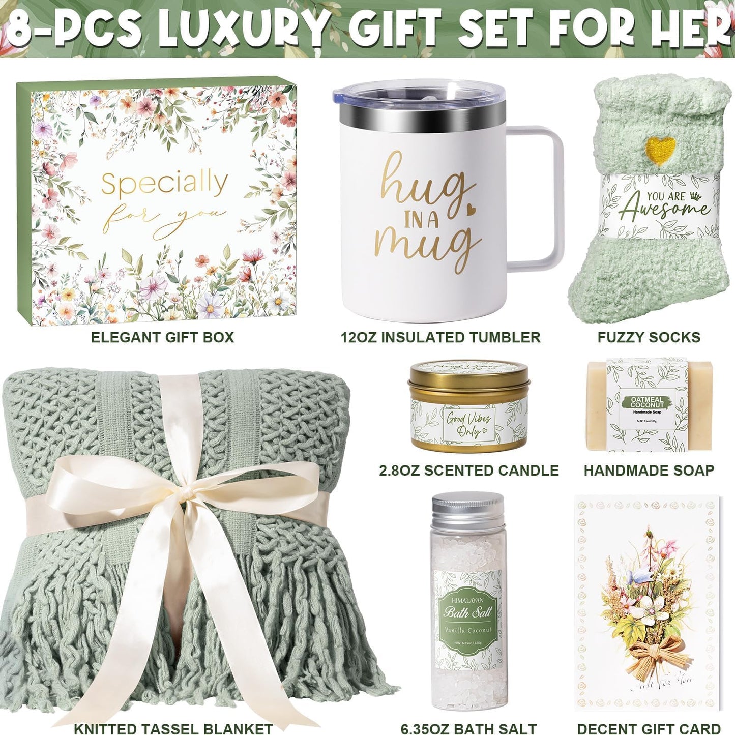 Self Care Gifts for Women Get Well Soon Gifts, Birthday Gifts for Women Care Package, Sympathy Gift Baskets Spa Gifts Thinking of You Inspirational Mothers Day Gifts for Mom Her Wife Friend Grandma