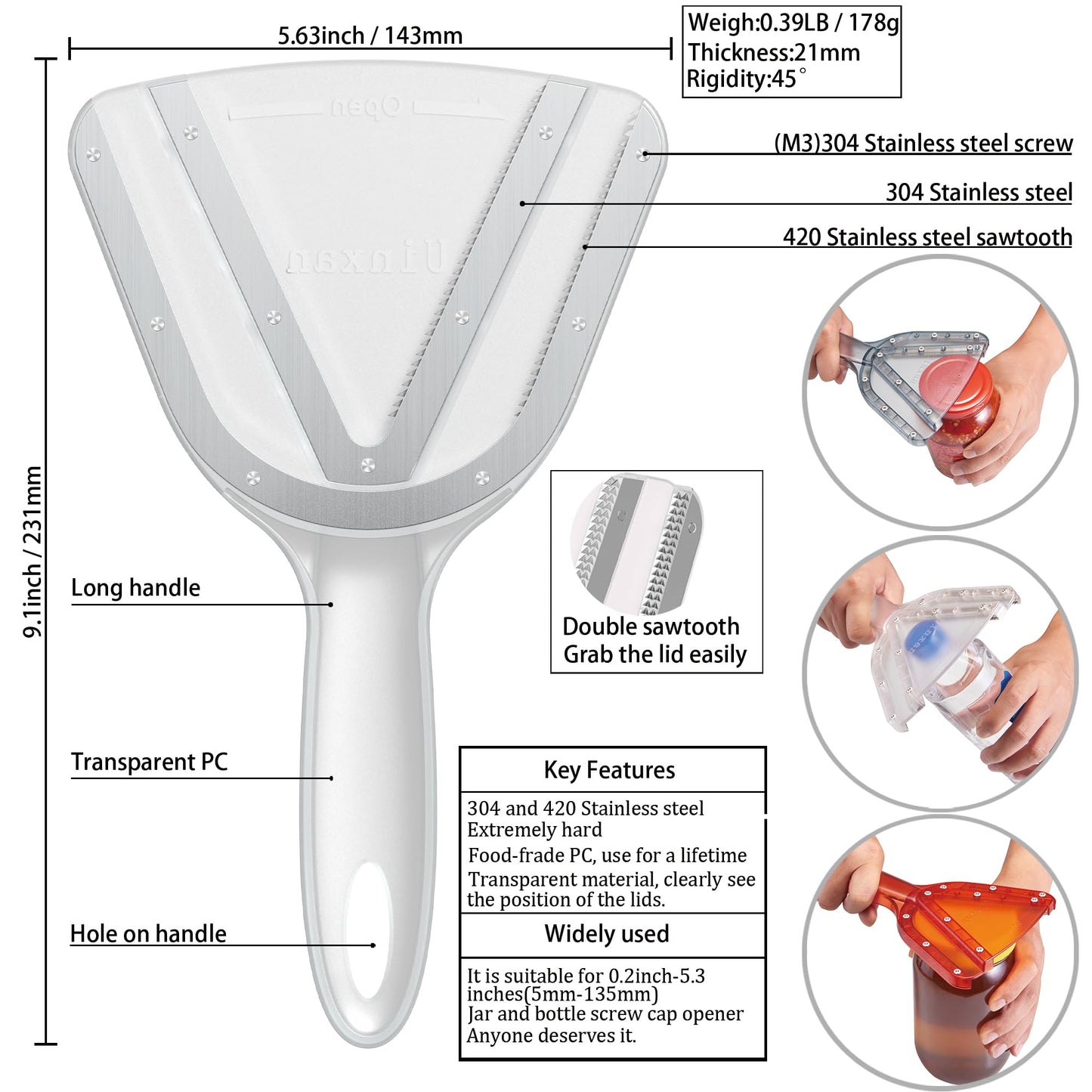 Uinxan Jar Opener for Weak Hand & Seniors with Arthritis,Easy Twist Off Bottle Caps,Patent | Unique Kitchen Gadgets, Christmas Gifts for Elderly/Women/Men (Black)