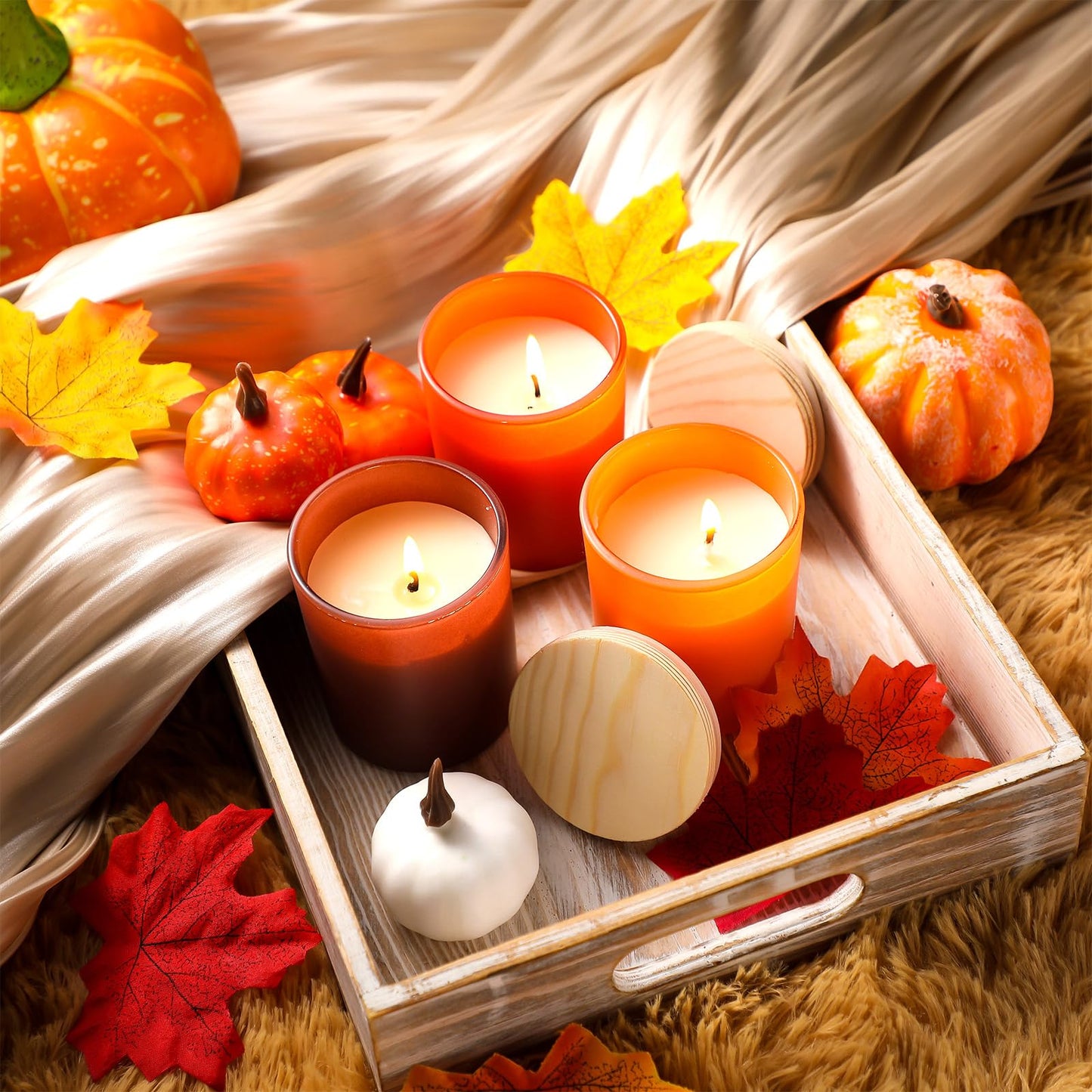 Yuntau 6 Pack Fall Scented Jar Candles for Home Kitchen Scented Natural Soy Wax, Fall Candle Gifts Set for Women Men Fragrance of Autumn Pumpkin Wreath Apple