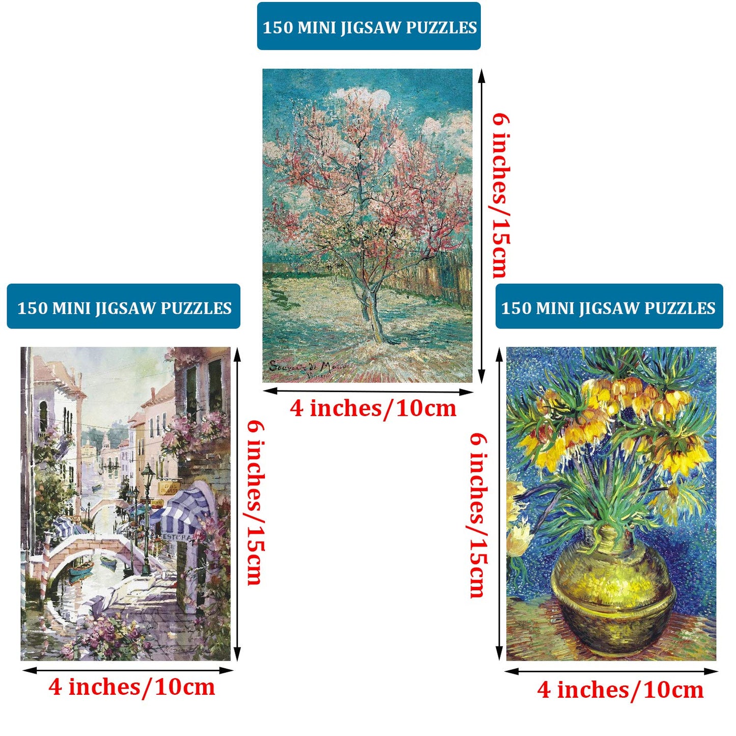 3 Pack Mini Jigsaw Puzzles 150 Pieces for Adults Small Jigsaw Puzzle 6 x 4 Inches House Entertainment Toys Home Decor Puzzles