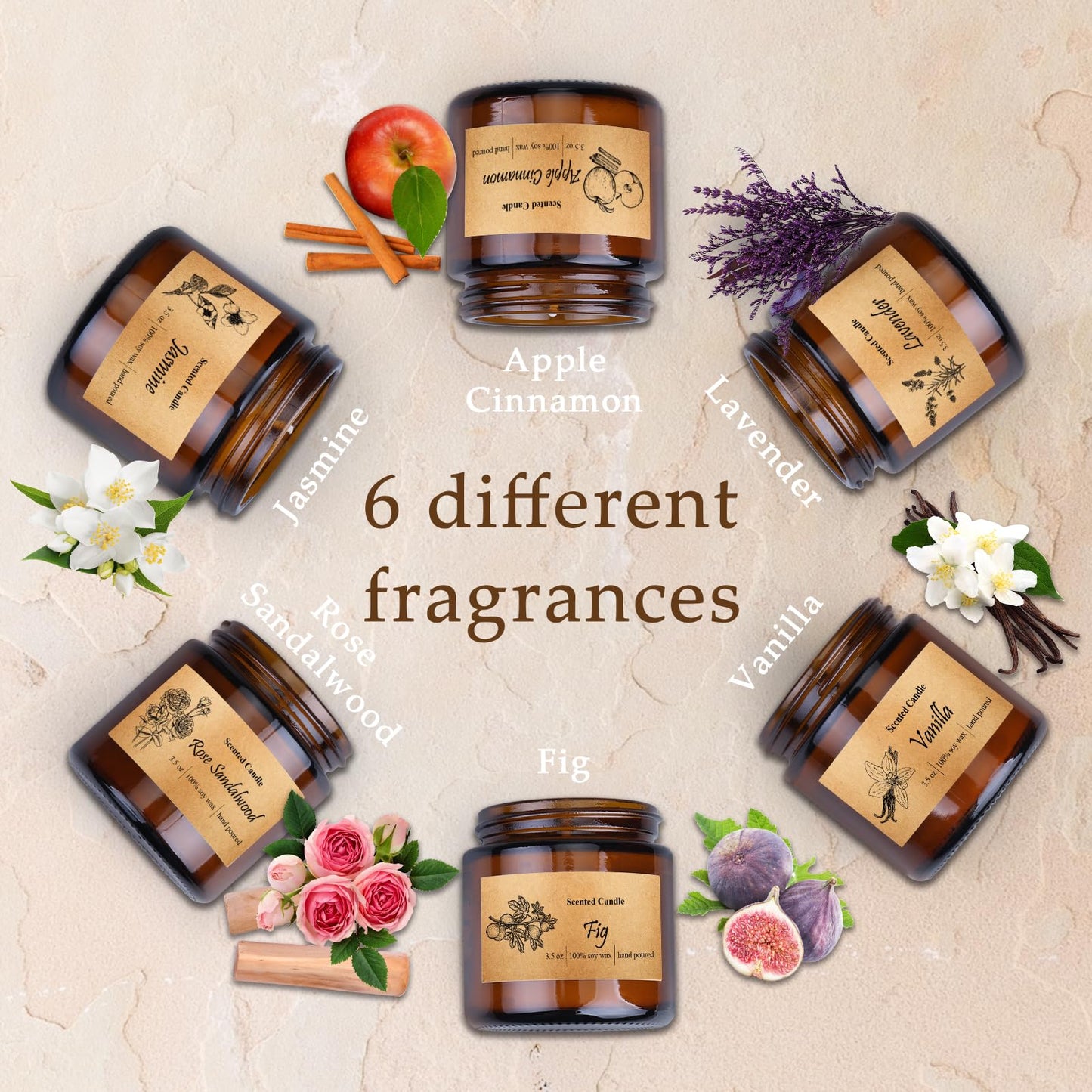 6 Pack Candles for Home Scented, Aromatherapy Jar Candles Gift Set for Women, Long Lasting Burn Soy Wax Candle, Scented Candle Gift Set for Birthday Easter Mother's Day
