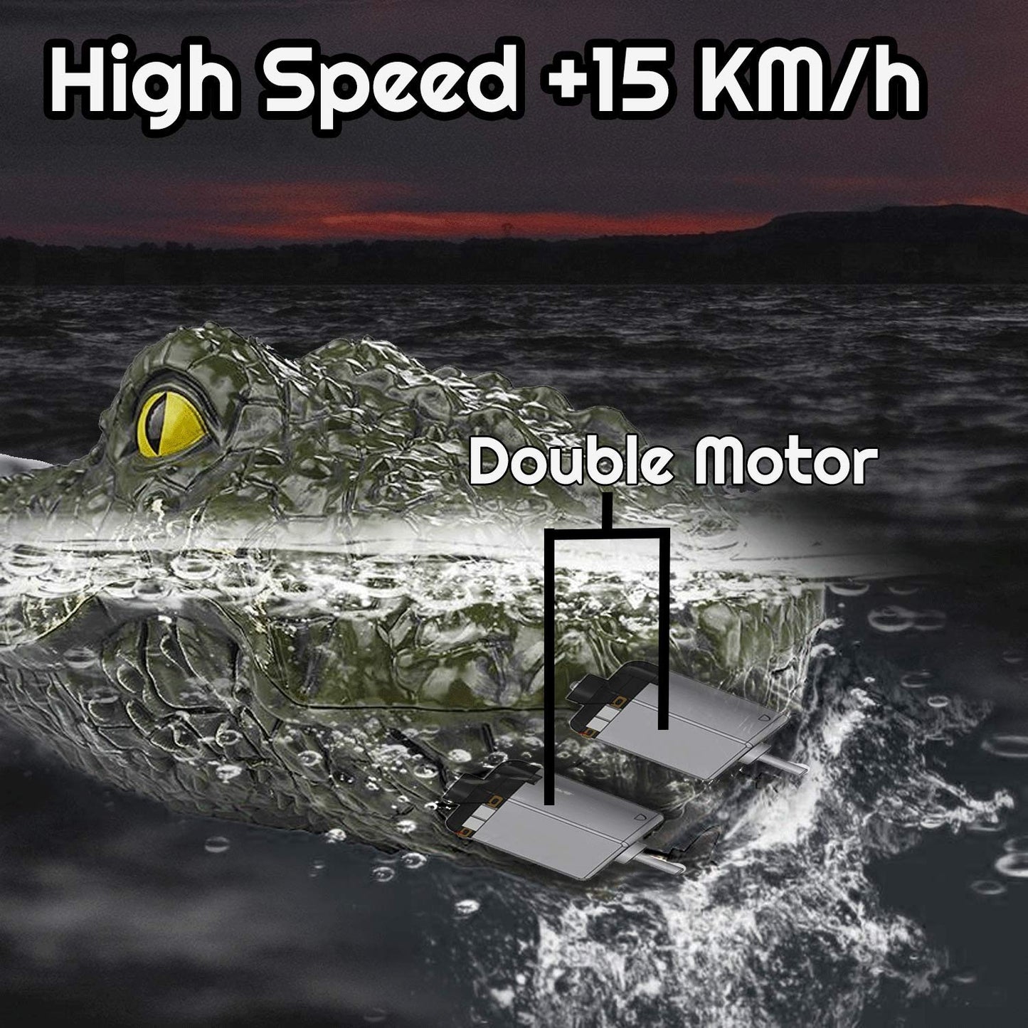 2.4GHz Remote Control Crocodile Head Boat for Pools and Lakes High Simulation Alligator Heads RC Boats Prank Toys for Adults and Kids - RC Boats