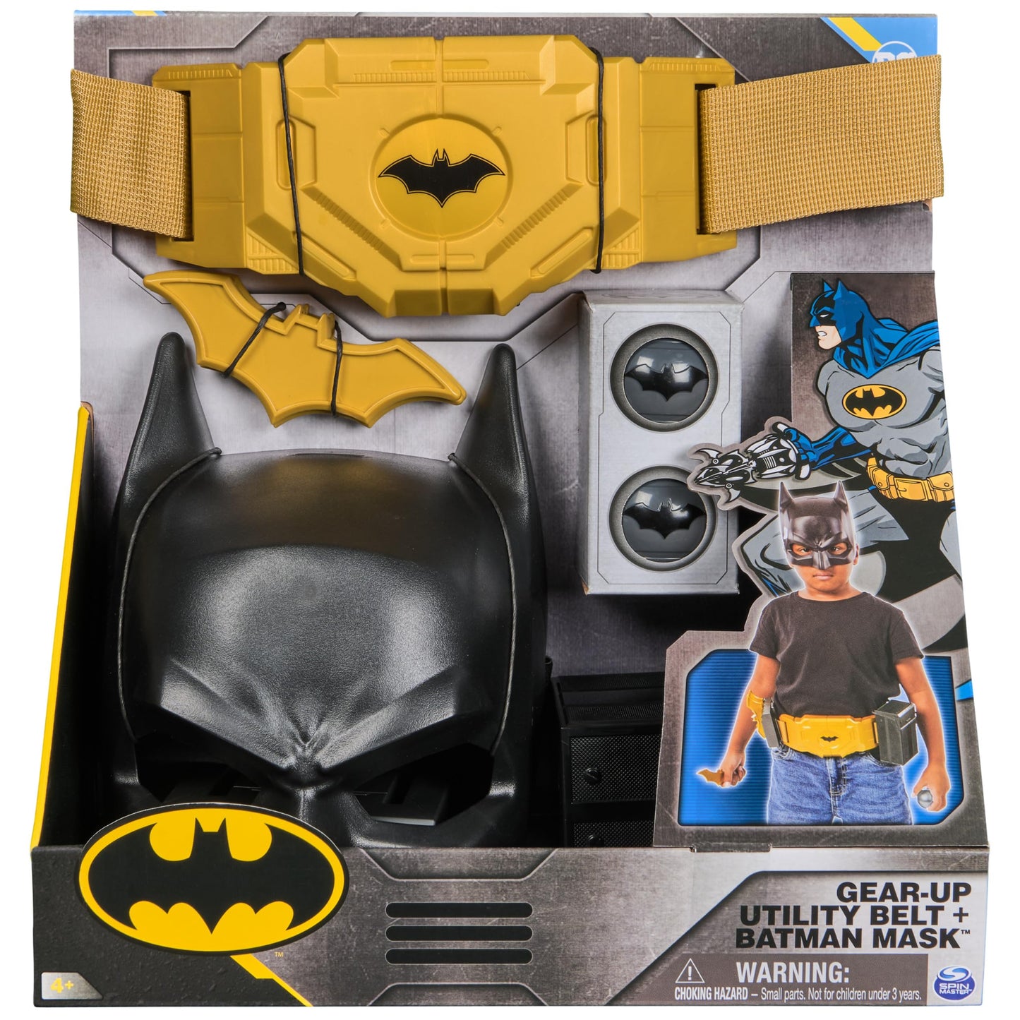 DC Comics Batman, Gear-Up Utility Belt, Batarangs and Smoke Pellets Super Hero Costume Accessories, Kids Roleplay Toys for Boys and Girls Ages 4 and Up