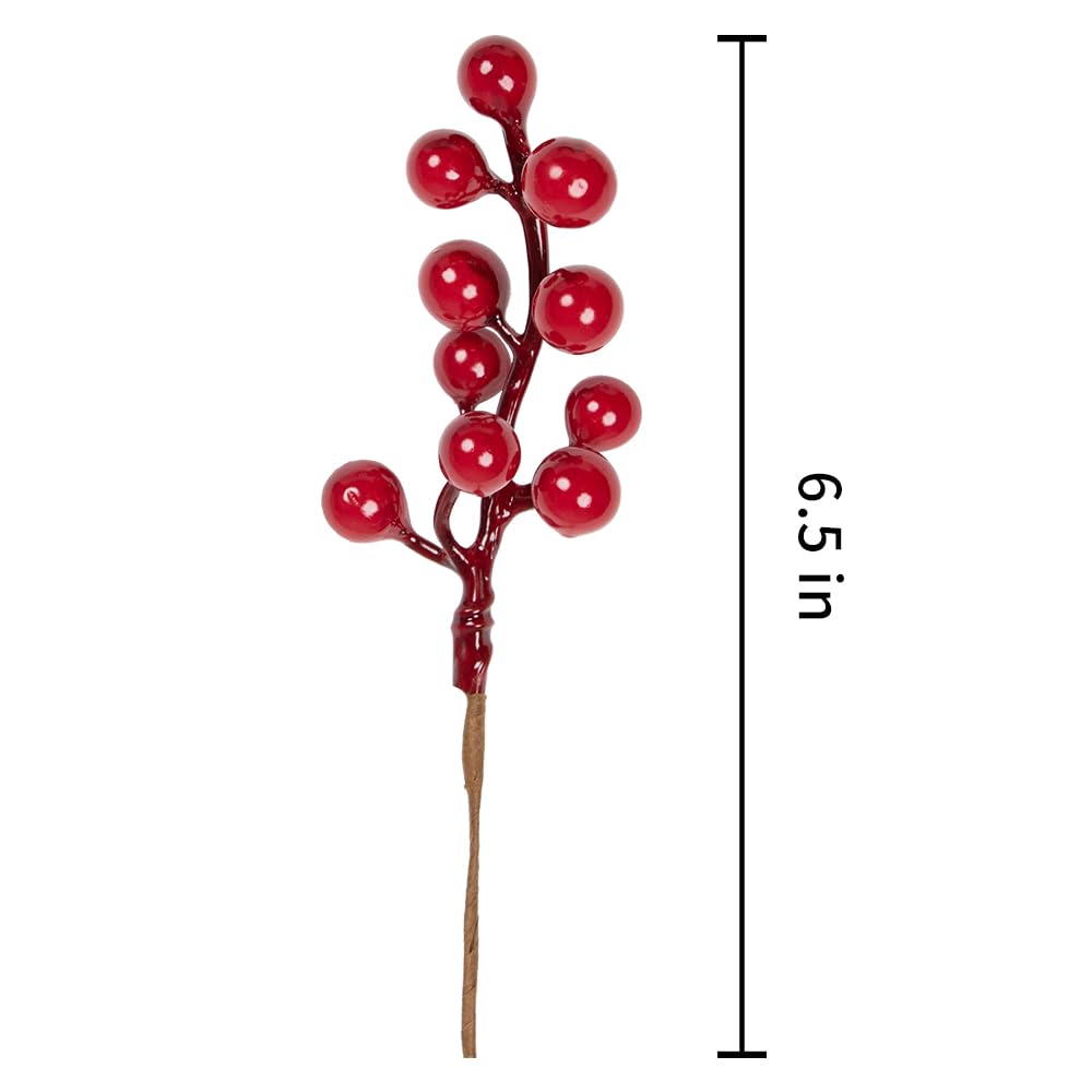 LLZLL 32 Pack Christmas Tree Decorations, Artificial Red Berry Stems 6.5 Inch Christmas Berry Picks with Holly Berries for Xmas Winter Holiday Home DIY Ornaments