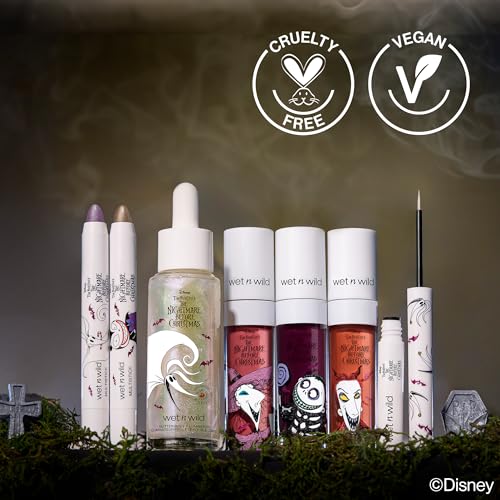 wet n wild Nightmare Before Christmas Makeup Bag - Full-Zip Closure with Bat Charms, Dual-Compartment Interior, Portable Travel Case Inspired by Disney’s Iconic Film, Cruelty-Free - Jack & Sally