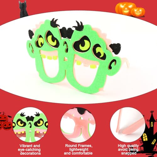 TODDER 4pcs Halloween Headband and 4pcs Halloween Glasses Set