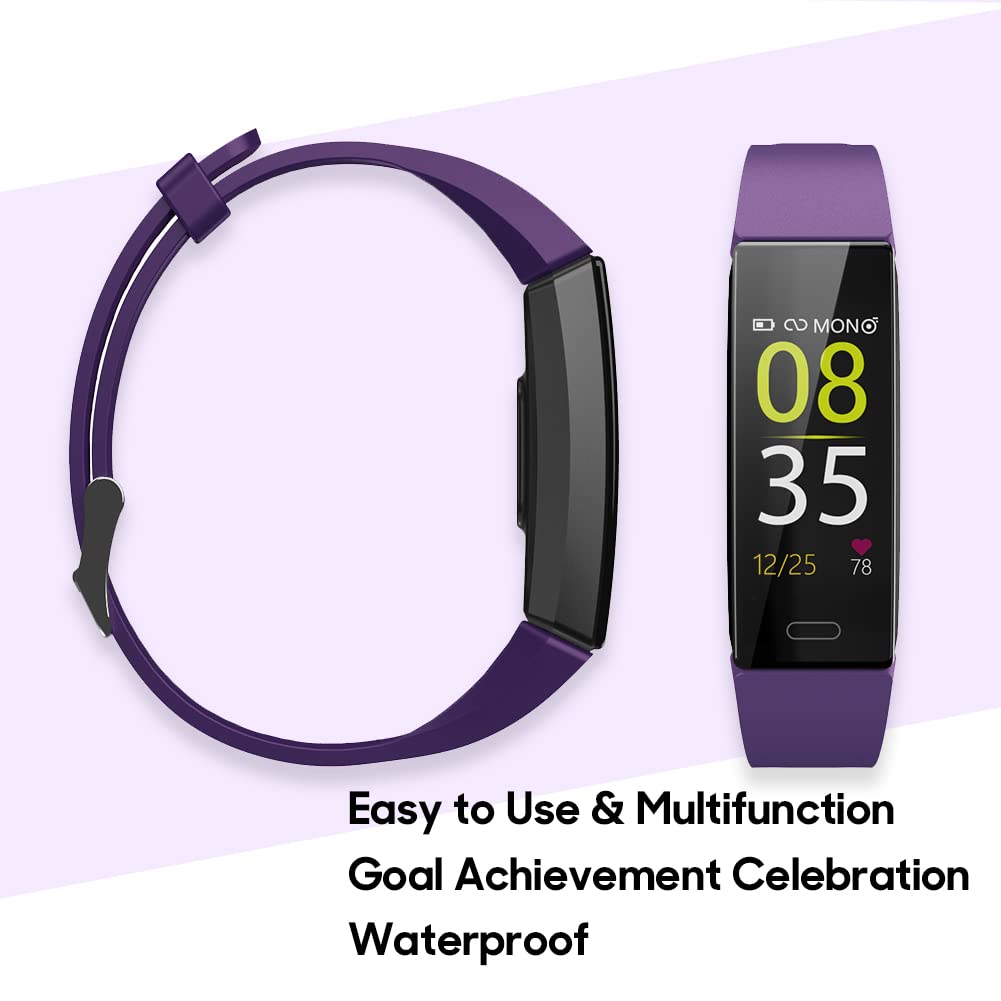 ZURURU Fitness Tracker with Blood Pressure Heart Rate Sleep Health Monitor for Men and Women, Upgraded Waterproof Activity Tracker Watch, Step Calorie Counter Pedometer Purple
