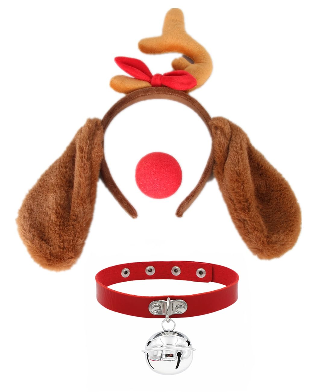 Topcosplay Unisex Christmas Reindeer Antlers Headband Deer Antlers Headband for Xmas Party Costume Accessory (Ears style-Brown antler)