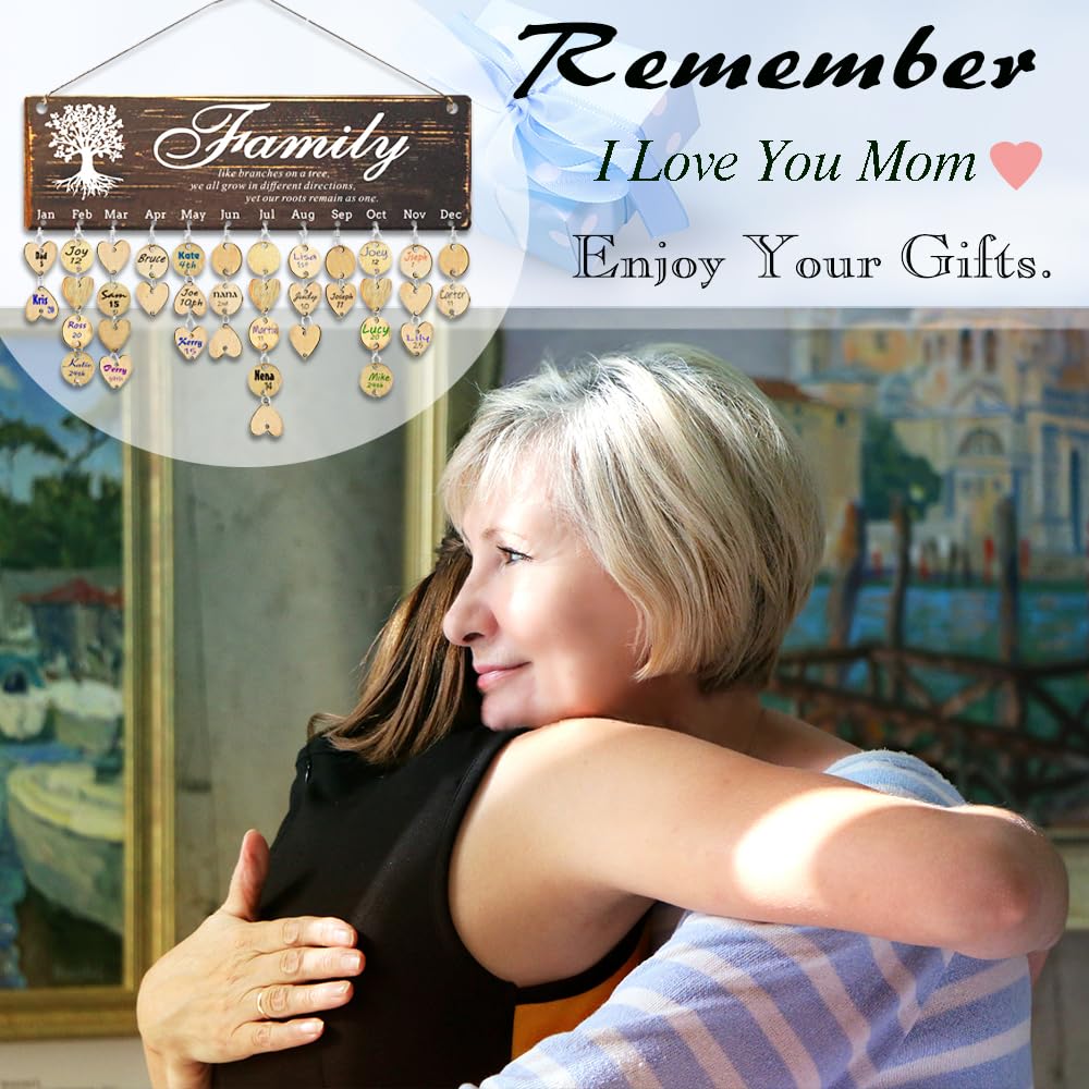 Logresy Birthday Gifts for Grandma, Family Birthday Tracker Reminder Calendar Board, Best Mom Grandma Christmas Mother Day Present Idea, Record Birthday in One Place, New Year Gift for Elderly