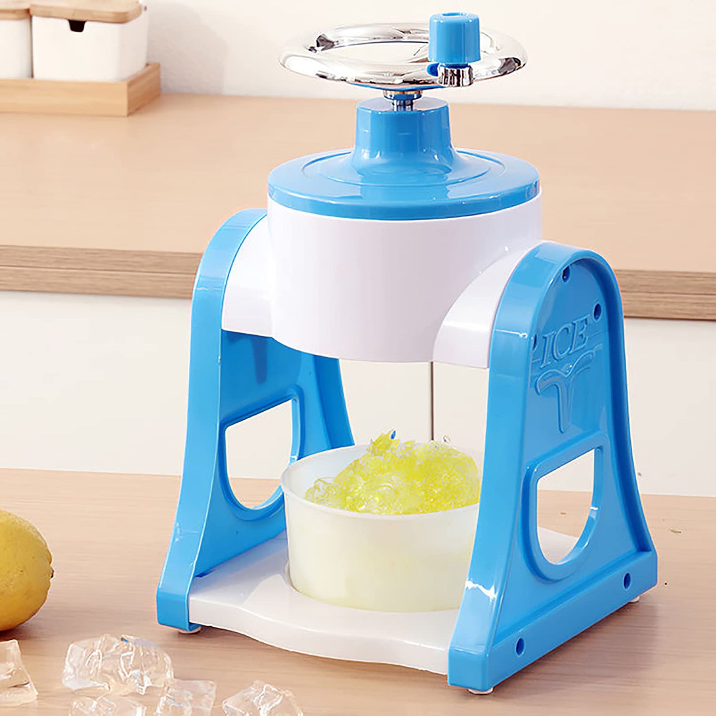 PAILON Mini Manual Ice Crusher, Household Hand Crank Ice Shaver Machine, Portable Ice Shaver and Snow Cone Machine, for Snow Cone, Slush, Shaved Ice