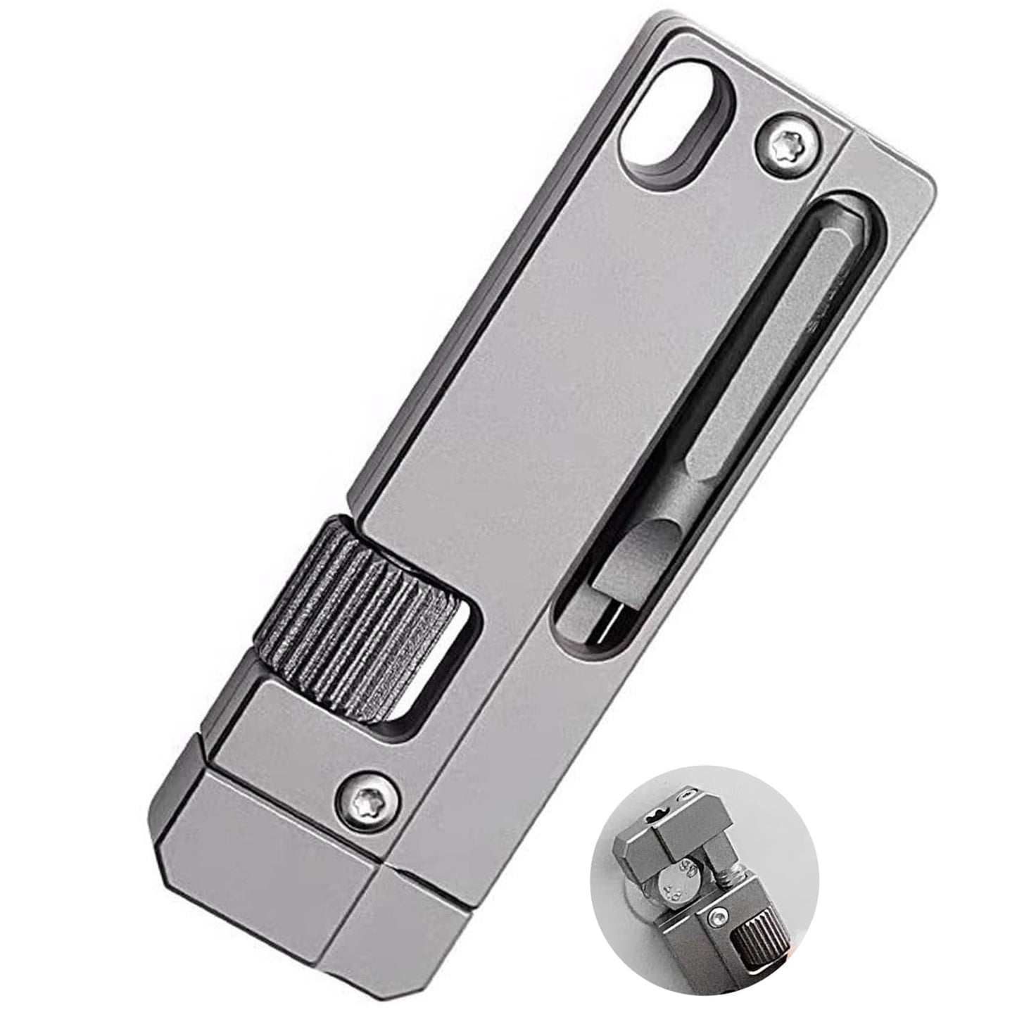 Titanium Keychain Wrench – Mini EDC Adjustable Spanner with Screwdriver, Pocket Tool for Everyday Carry, Travel, Outdoor, Camping – Stocking Stuffers For Men, Dads, and EDC Lovers