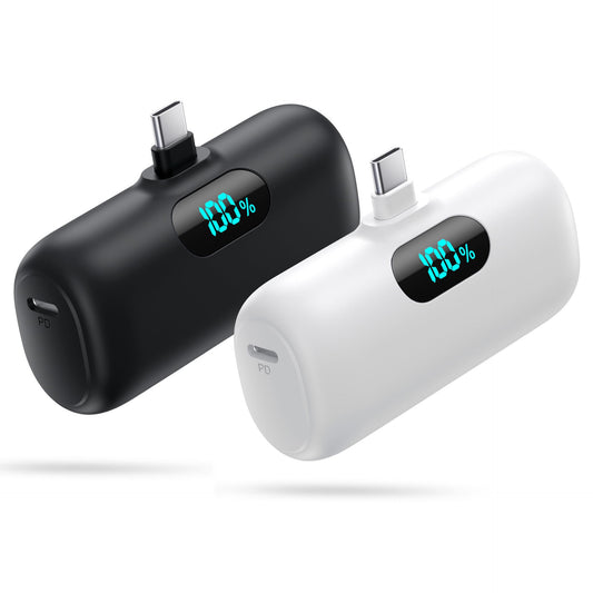 [2-Pack] Mini Portable Charger 5000mAh Power Bank,3A PD USB C Cell Phone Portable Power, LCD Display Battery Pack Compatible with iPhone 16/15/15 plus/15 pro/15 pro Max/Android/Samsung/Moto/LG etc
