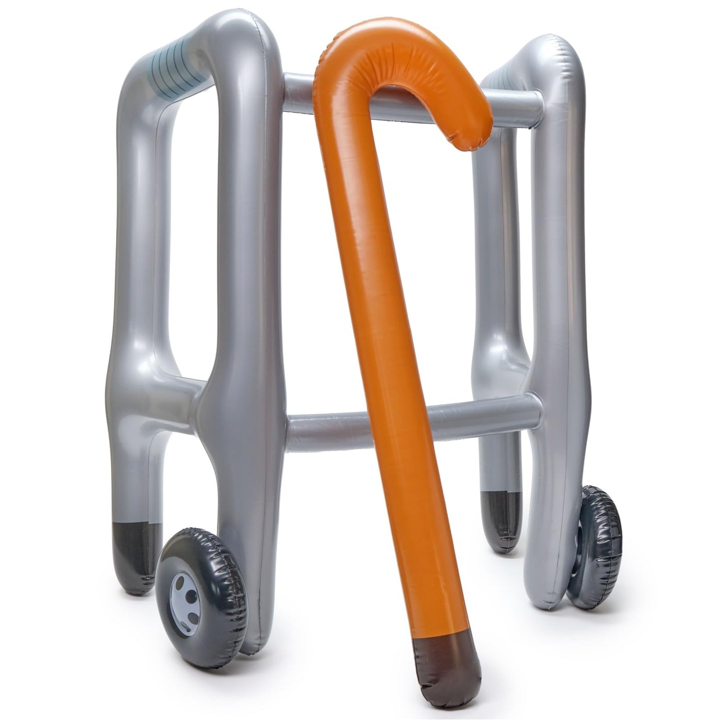 Okuna Outpost 2 Pieces Inflatable Walker and Cane - Funny Gag Gift for Over The Hill Birthday Decorations, 100 Days of School Joke Props - Funny Party Decorations