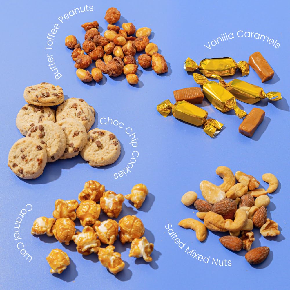 Snack Assortment Gift Basket- Cookie and Nuts Gift Tin- Gourmet Treat Variety Present in Keepsake Tray– Gift Idea for Men, Women, Him, Her- Bonnie and Pop