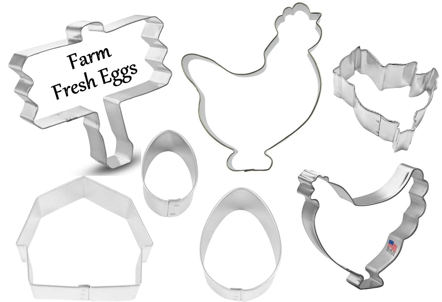 Chicken Farm Cookie Cutter 7 Piece Set from The Cookie Cutter Shop – Tin Plated Steel Cookie Cutters