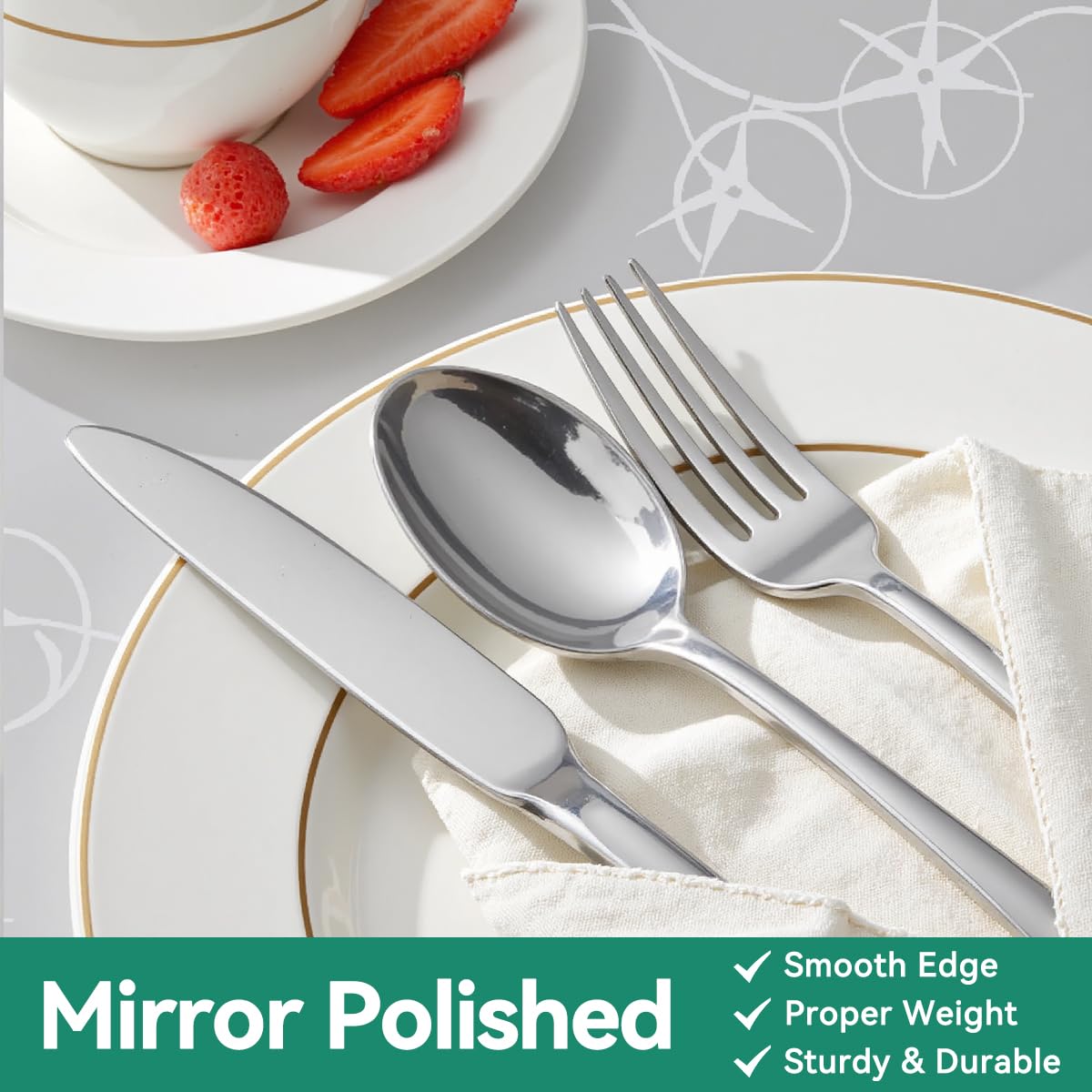 49-Piece Stainless Steel Silverware Set with Cutlery Organizer, Service for 8 with Steak Knives and Kitchen Utensils