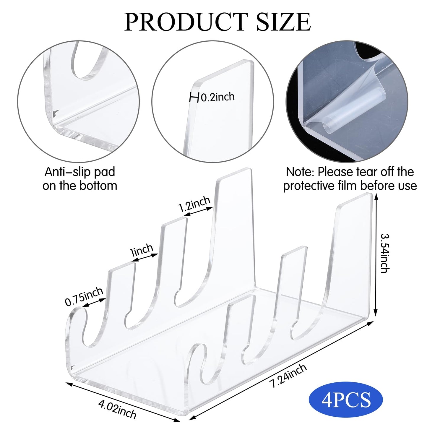 4 Pcs 3 Tier Plate Dinnerware Display Stand Acrylic Clear Plate Stand China Platters Holder Setting Racks for Display Pictures or Plate, Kitchenware, Home Office Supplies Festival Party Decoration