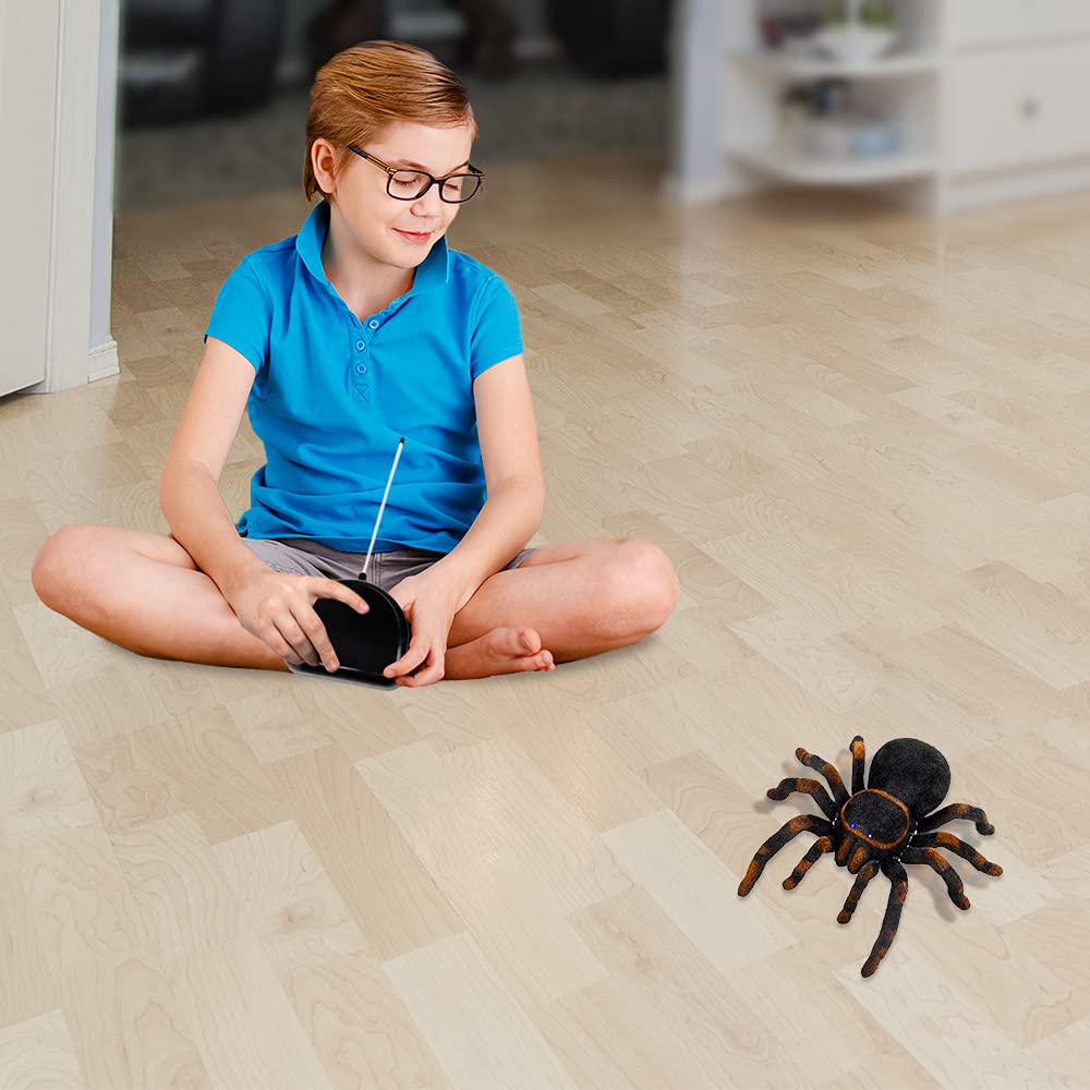 ArtCreativity Remote Control Spider, Includes 1 Tarantula & 1 Controller, Spooky RC Spider Prank Toy with 8 Individually Moving Legs, Furry Texture, and Light Up Eyes, Great Halloween Toy for Kids
