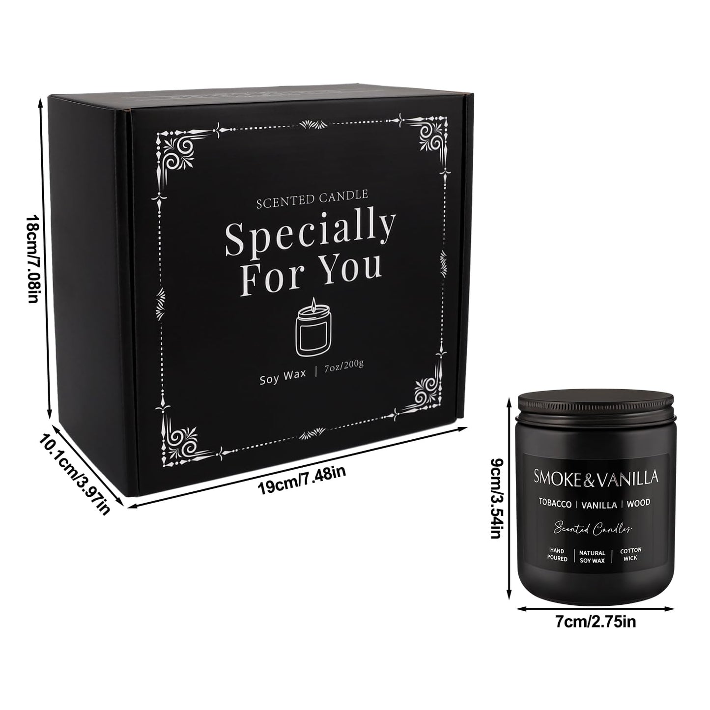 Scented Candles Gift Set - 4 Pack (7oz Each) Soy Wax Aromatherapy Candles with Essential Oils, Smokeless - Leather & Smoke, Vanilla Oakmoss, Lavender - Relaxing Fragrance for Home, Office, Yoga