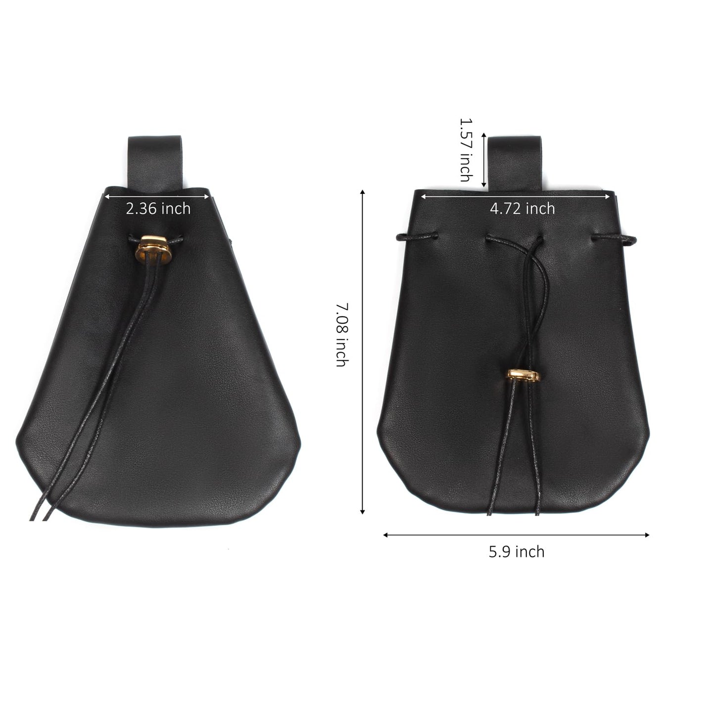 SUMGOGO 4 Pcs Halloween Renaissance Belt Pouch Witch Bottle Skirt Hikes Medieval Viking Pirate Leather Belt Costume Set (Black)