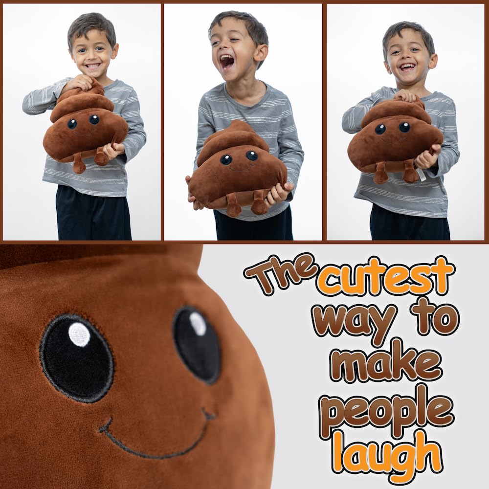 Twiddler Toys Poop Emoji Fart Noise Maker - Large 11” Plush Toy Makes 20 Hilarious Farting Sounds - Funny Gag Gift for Friends and Coworkers