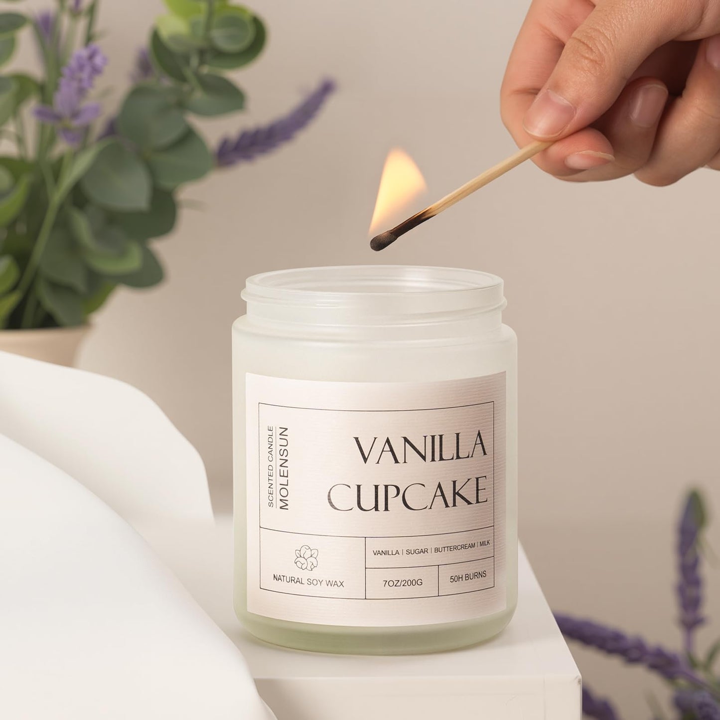 Molensun 4 Pack Candles for Home Scented, Mother's Day Gifts, 28 oz Long Lasting Candles, Soy Candle Set Gift for Women - Lavender Thyme/Lemon Eucalyptus/Sage &Citrus/Vanilla Cupcake