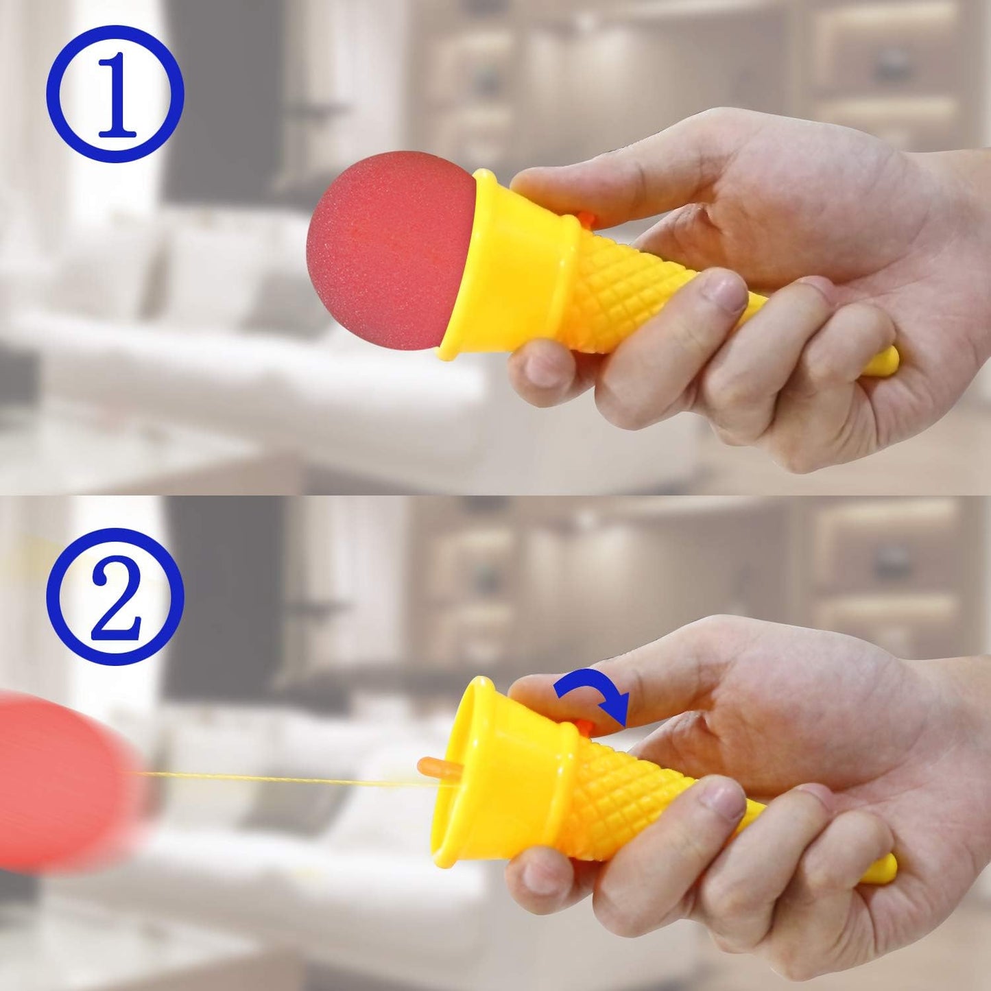 Novelty Place Ice Cream Shooters Toy (Pack of 12) - Squeeze N' Pop Game - Multi-Color Icecream Cone Foam Ball Launcher - Great Party Favors and Carnival Prize for Kids and Children (7 inch)