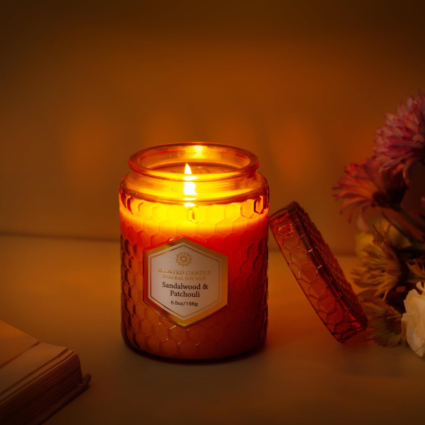 6 Pack Natural Soy Wax Jar Candles for Home Scented, Aromatherapy Gifts Sets for Women, 33 oz 240 Hour Long Lasting Candles Gifts for Birthday | Valentine's Day | Amber Candles|