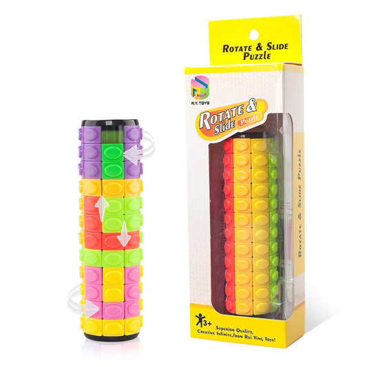 R.Y.TOYS Rotate and Slide Puzzle-Design Patent,Fidget Toys(Restore/Create) 8 Colors,12 Layers-Detach Piece for Quick Play,Brain Teaser,Sensory Toys,Stocking Stuffers,Easter Basket Stuffers Essentials