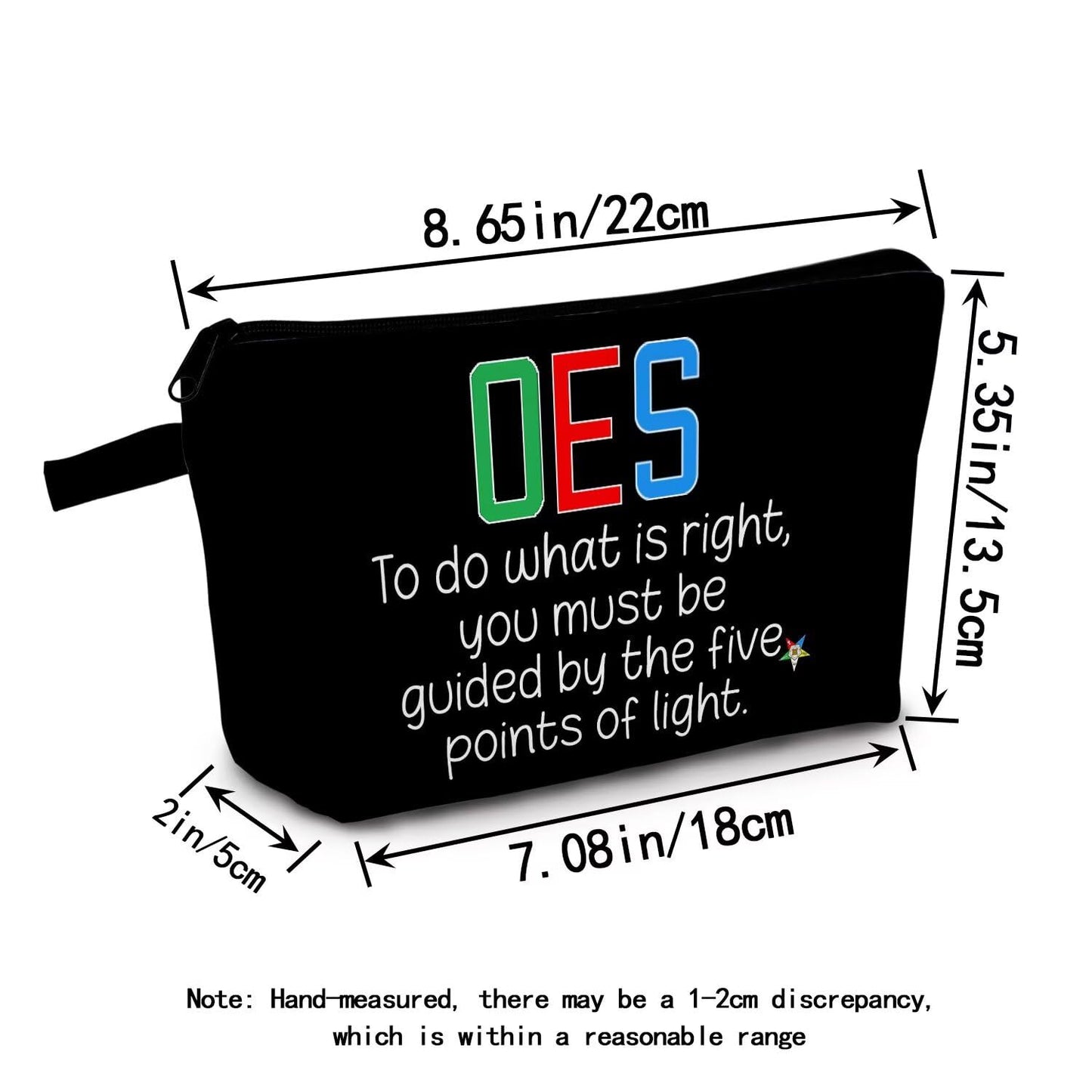 MoCaliduccious OES Star Print Makeup Bag Travel Cosmetic Pouch Organizer Birthday Gift Idea and Holiday Festival Present for Women Men OES Star Motto Makeup Pouch (Black)