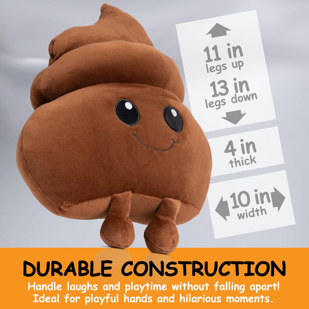 Twiddler Toys Poop Emoji Fart Noise Maker - Large 11” Plush Toy Makes 20 Hilarious Farting Sounds - Funny Gag Gift for Friends and Coworkers