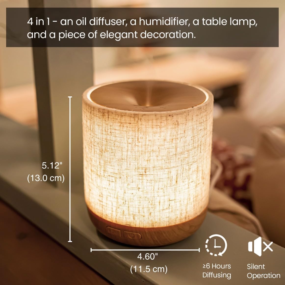 ZmarKraft Essential Oil Diffuser 200ml with Fabric Cover and Night Lamp | Ultrasonic Aroma Diffuser | Humidifier w Lights | Room Decor | Small Humidifier for Bedroom | Gift (Light Brown)