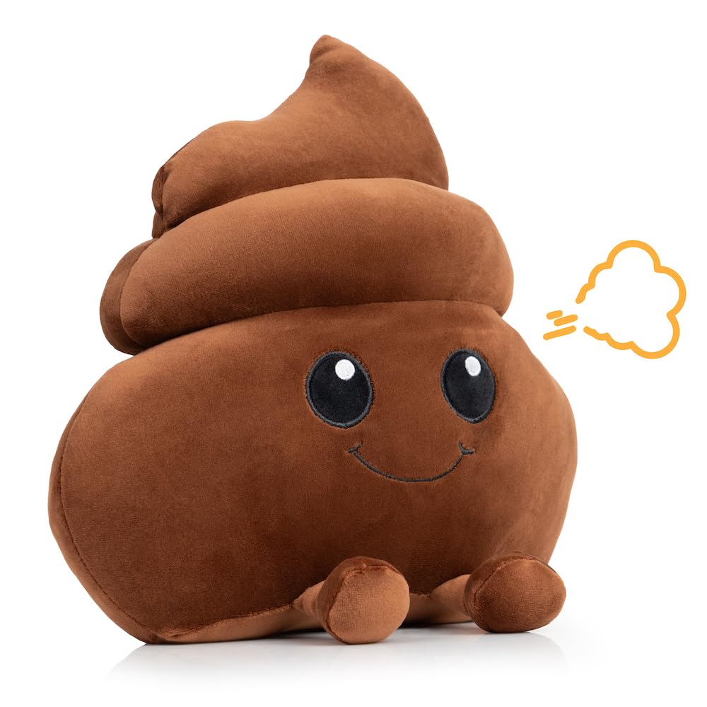 Twiddler Toys Poop Emoji Fart Noise Maker - Large 11” Plush Toy Makes 20 Hilarious Farting Sounds - Funny Gag Gift for Friends and Coworkers
