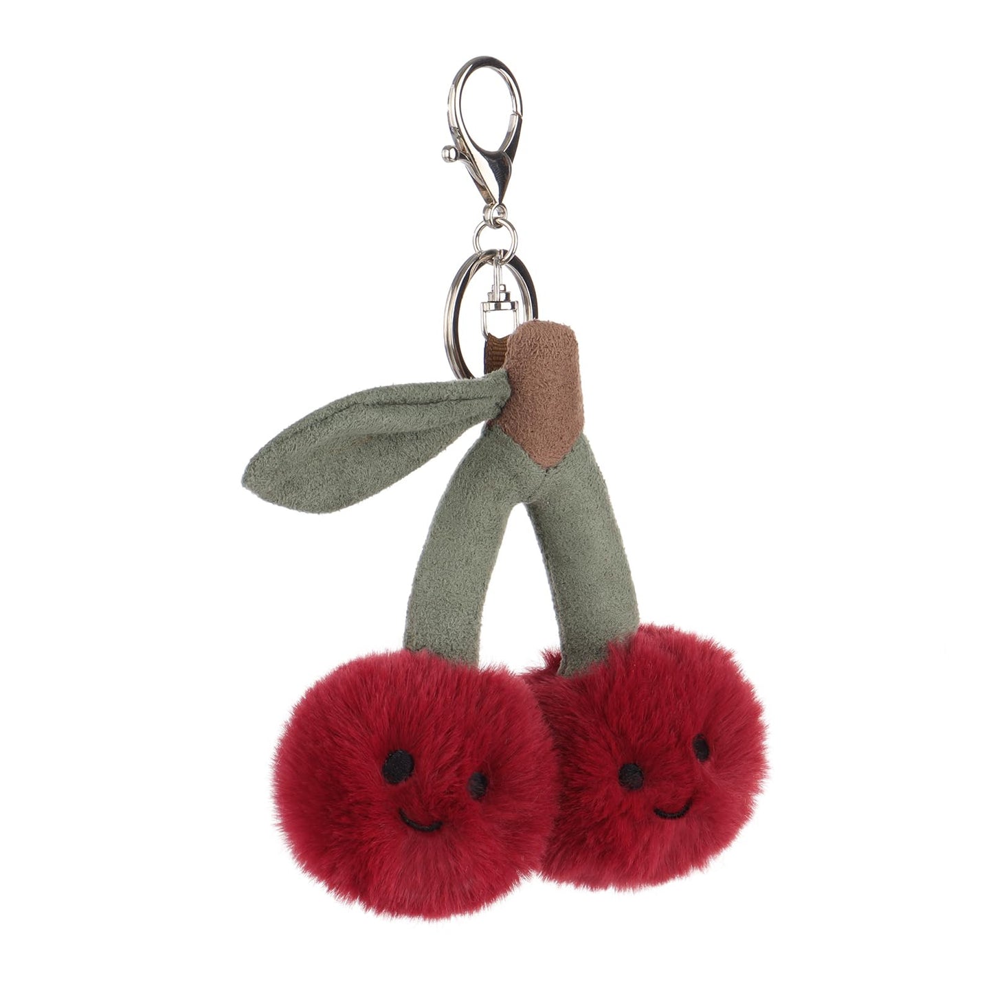 Apricot Lamb Cherry Cute Keychain, Soft Stuffed Plush Keychain Toys for Kids' Backpack Purse, Red