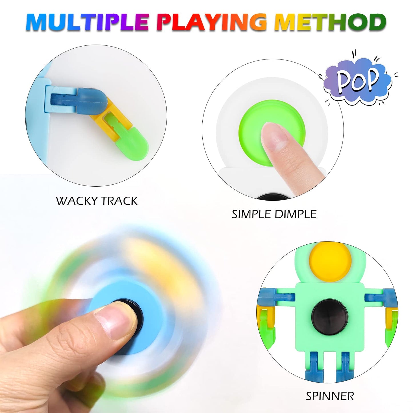 SoulLife 24 Pack DIY Popper Chain Fidget Spinners, Stress Relief Anxiety Reduction Fidget Toys Bulk, Birthday Return Gift Party Favors Classroom Prizes Student Gifts Basket Stocking Stuffers for Kids