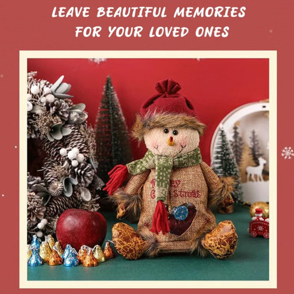 Christmas Gift Bags Zipper Design, 3D Christmas Gift Doll Bags, Snowman Santa Elk Christmass Gift Bags, Large Space Zipper Design Santa Snowman Doll Storage Bag for Candy and Gift (6Pcs Mix)