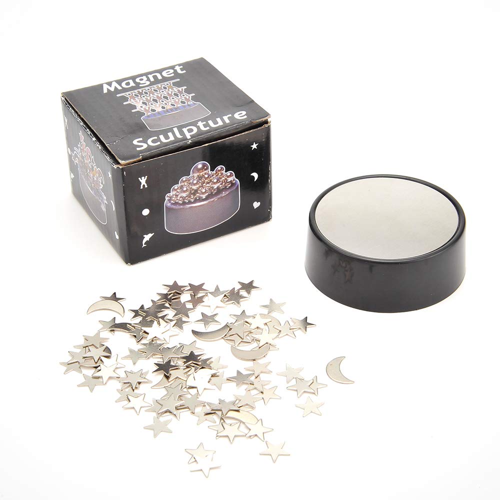 PowerTRC Magnetic Desktop Sculpture (Moons and Stars) | Mini Magnetic Art Decoration for Desktop | Fun Stress Relief Office Gift (2 Packs)