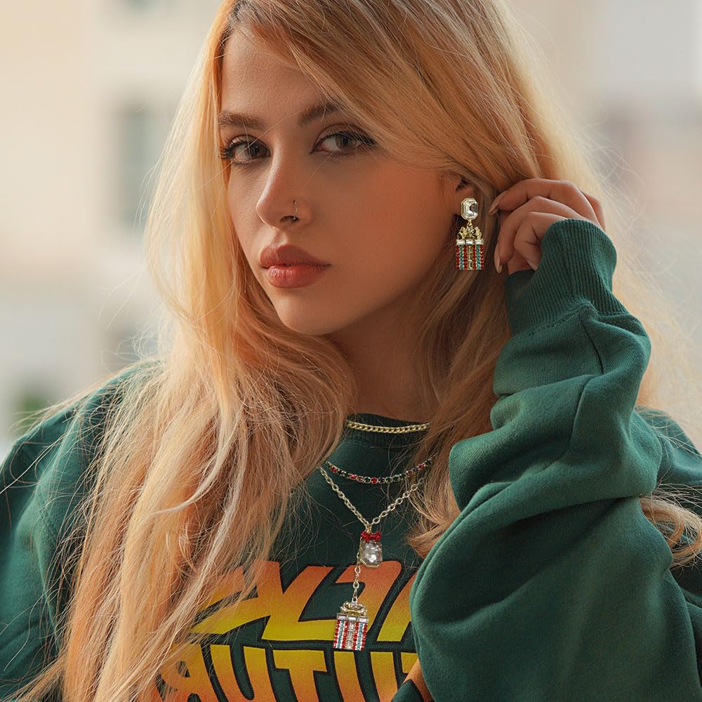 Madison Tyler Christmas Jewelry Sets for Women | Christmas Gift Layering Pendant Charm Necklaces | Cute Xmas Dangle Earring | Holiday Jewelry Gift