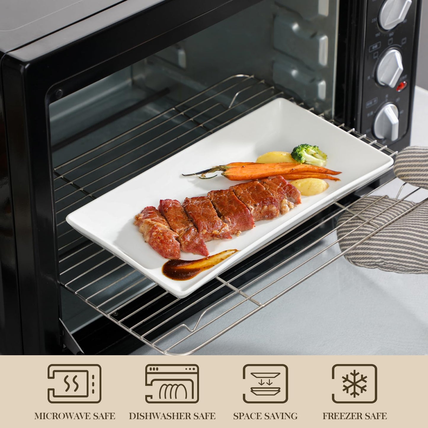 MALACASA 3 Tier Serving Trays for Party, Porcelain Serving Platters and Trays, 12 Inch Tiered Tray Stand, Fruit Tray, Trays for Serving Food, White Dessert Stand with Collapsible Sturdier Metal Rack