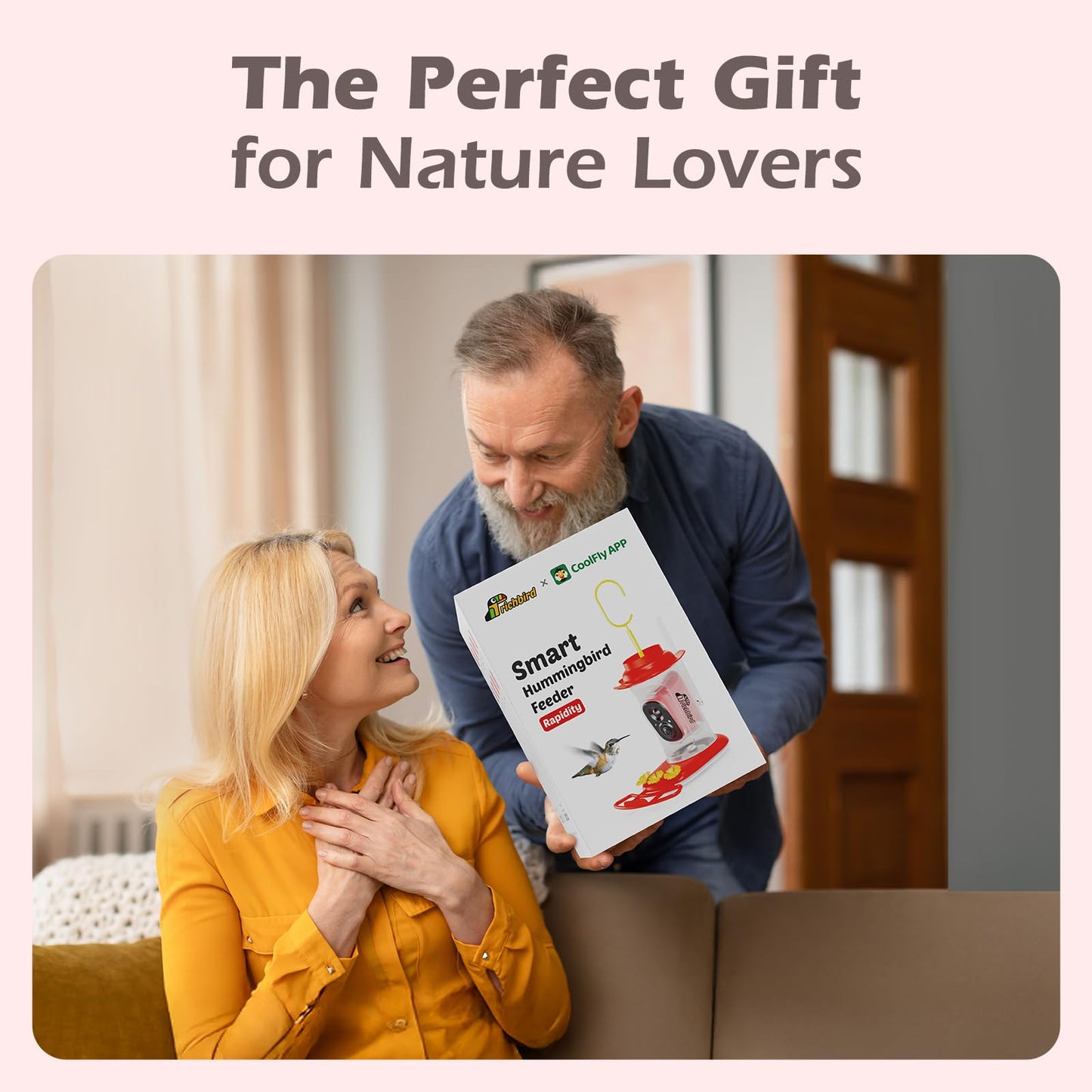 RichBird Smart Hummingbird Feeder with Camera Solar Powered, AI Identify, Instant Notification, Leakproof & Ant Moat, Outdoors Hanging, Idea Gift for Bird Lovers (20 oz)