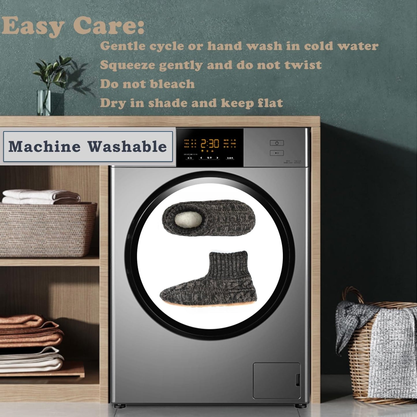 The Metluks Mens Warm Slipper Socks with Grips, Fuzzy Indoor House Shoes Non-slip Sherpa Lined, Cozy Winter Cabin Slippers for Men Dad Husband Grandpa Boyfriend, Christmas Stocking Stuffers for Adults