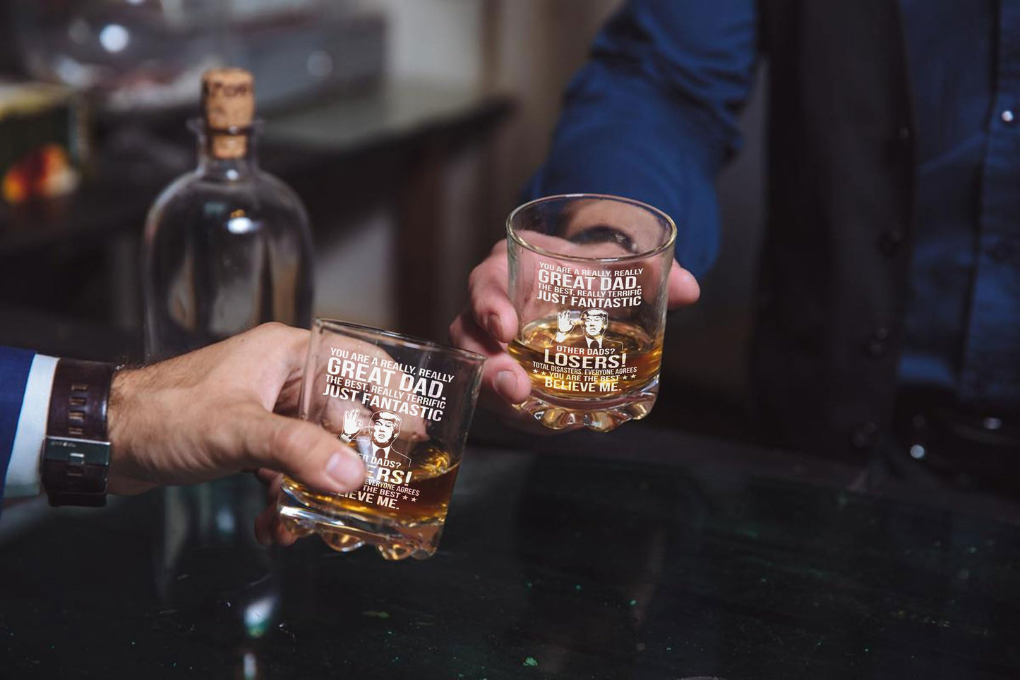 BETHEGIFT Gifts for Dad from Daughter, Son - Dad Glass Gifts for Christmas,Birthday - Cool Present for Father - 10oz Whiskey Rock Glass